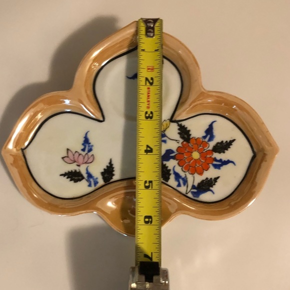 Vintage lusterware trinket serving dish plate floral pattern - Picture 5 of 9